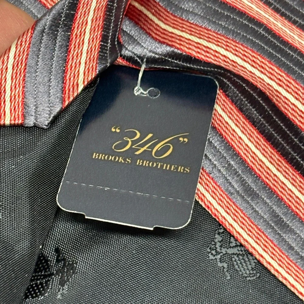 New Brooks Brothers 346 Necktie Mens OS Blue‎ Red Striped Silk Classic Preppy
